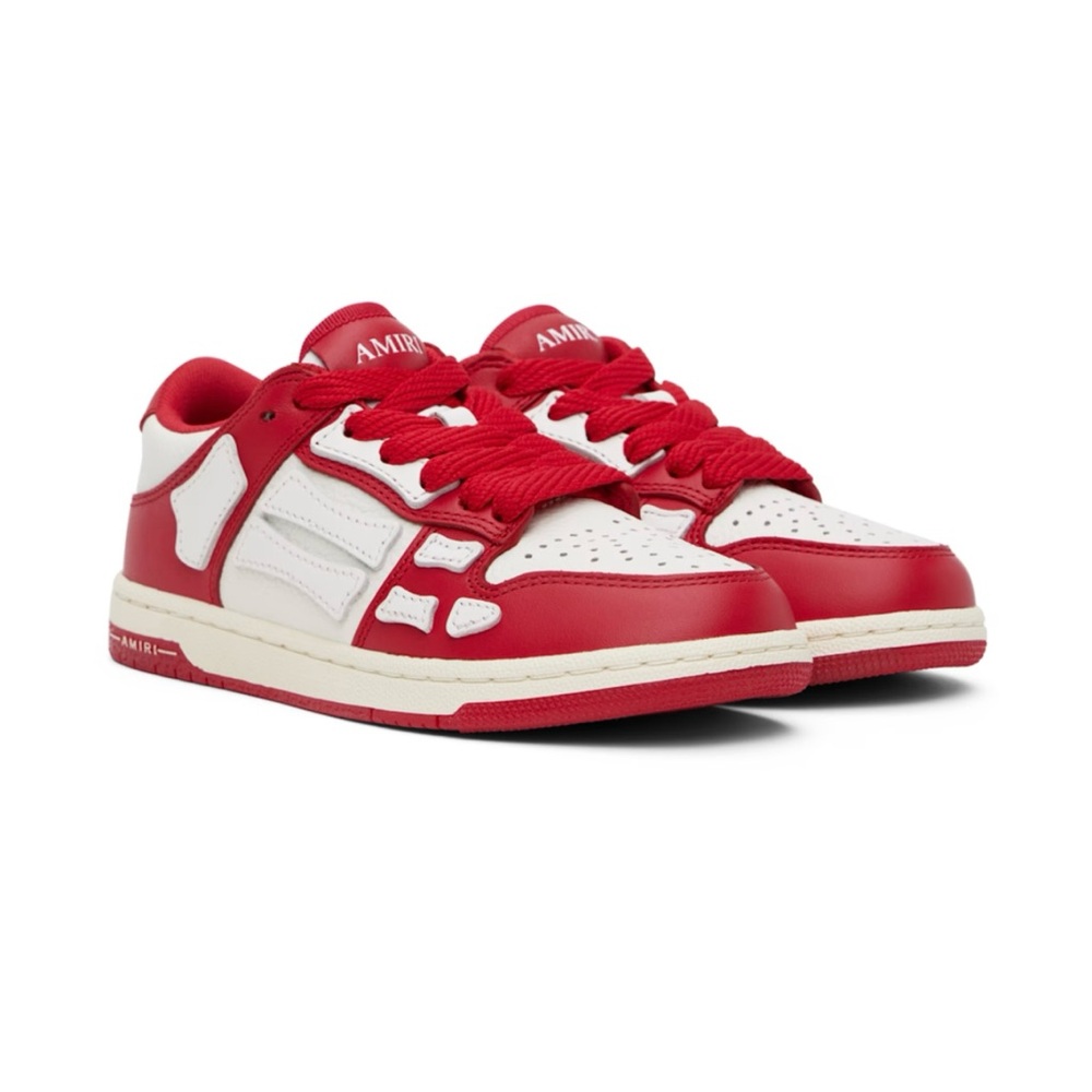 AMIRI Red and White Low-Top Sneakers